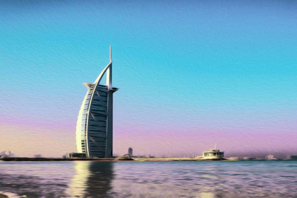 Buy Burj Al Arab in Blue Sky Artwork - High-Quality Prints Available