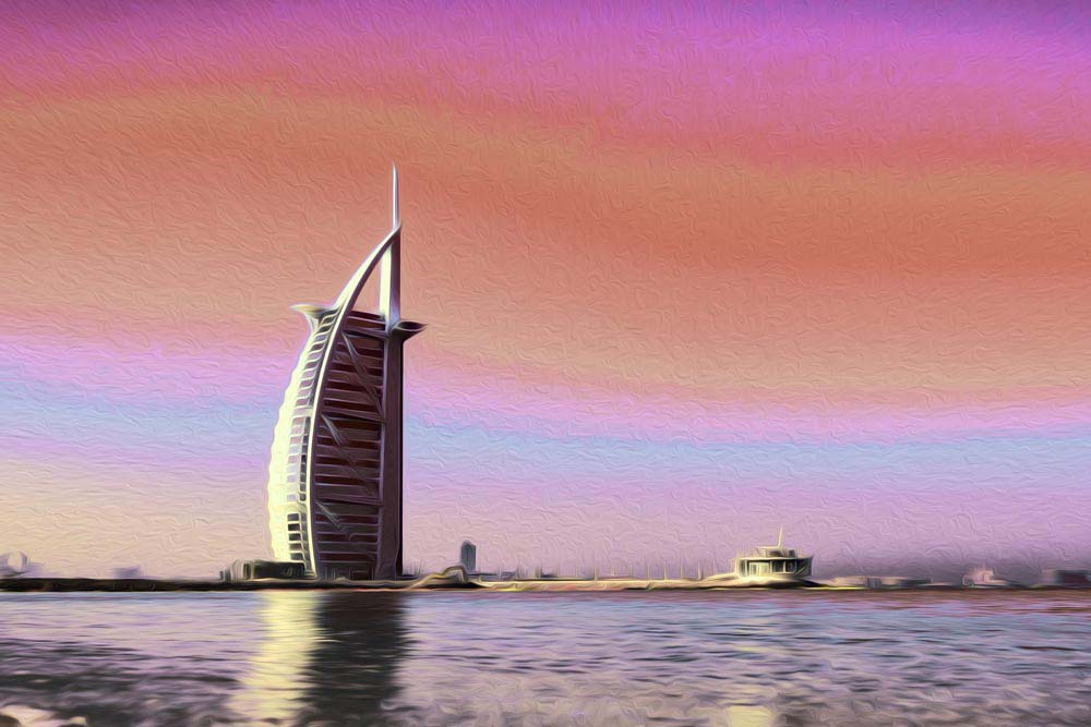 Buy Burj Al Arab in Pink Sky Artwork - Captivating and Timeless
