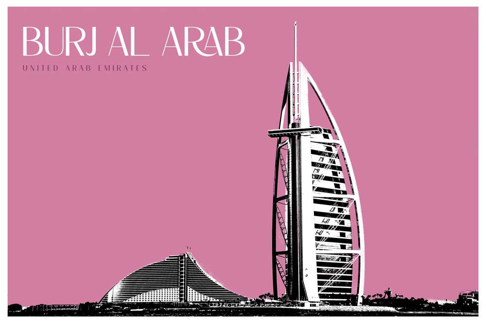 Buy Burj Al Arab Retro Art Landscape Online | Artwork for Home & Office