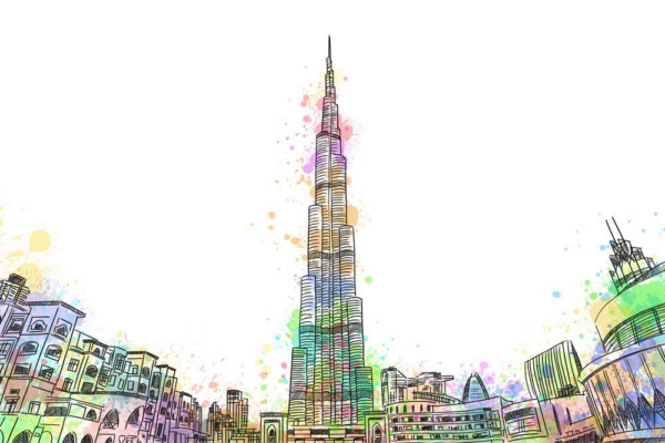 Shop Burj Khalifa Colour Splash Art - High Quality Prints