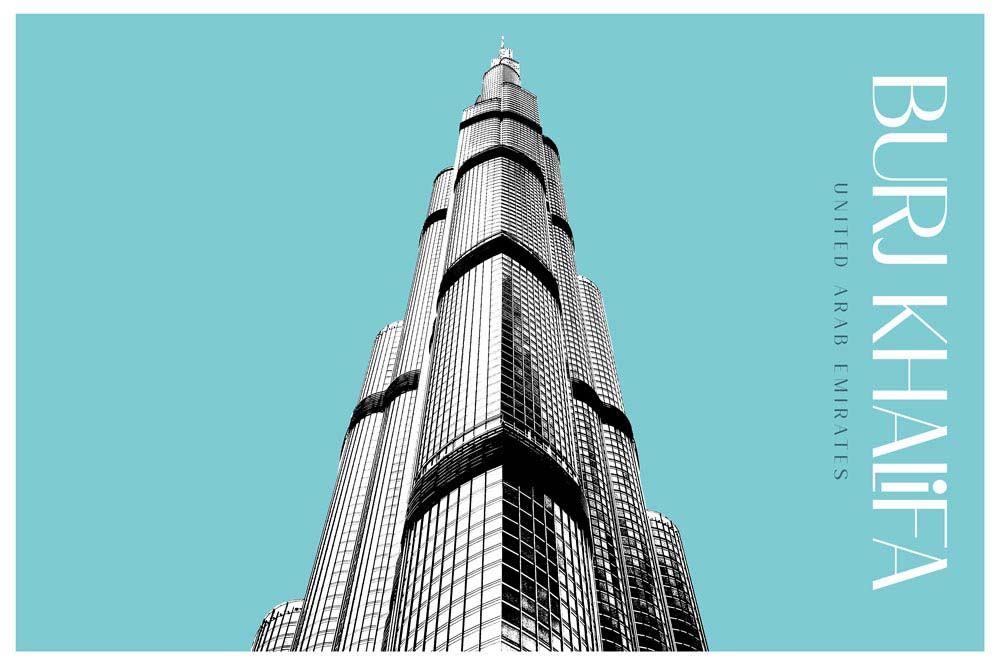 Buy Burj Khalifa Retro Art Landscape - Iconic Dubai Building