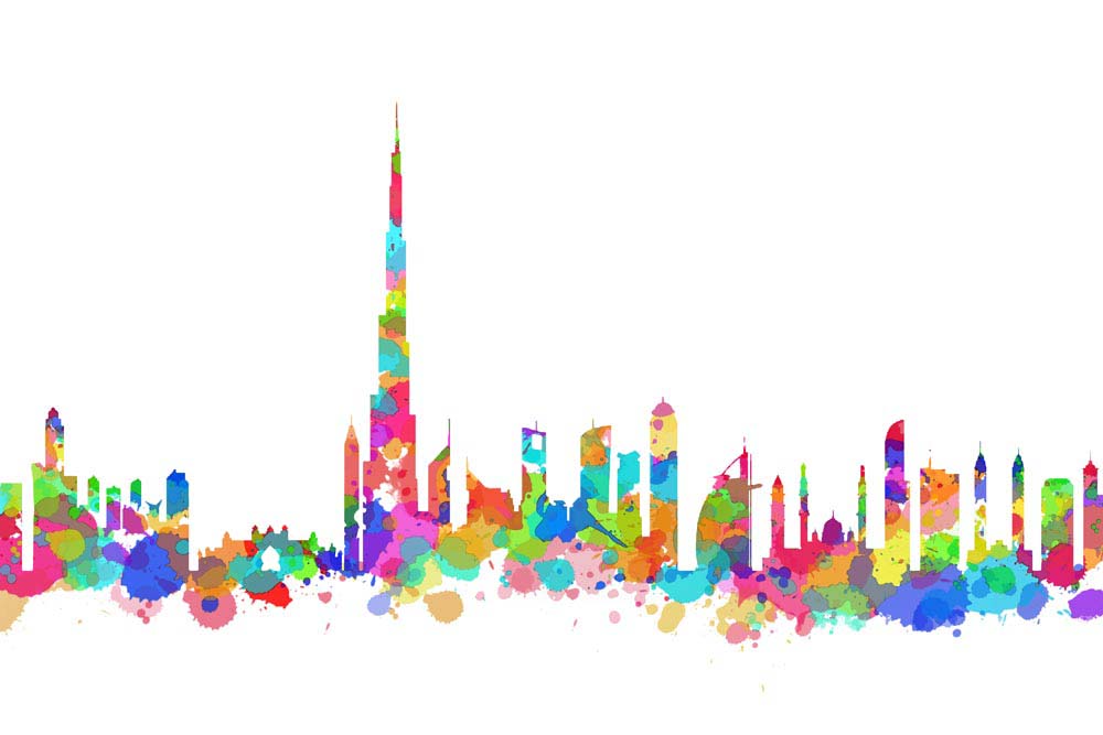 Buy Colorful Dubai Skyline - Splash Art Online - Art Print Shop