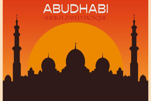 Buy Sheikh Zayed Grand Mosque Silhouette at Sunset Art Online
