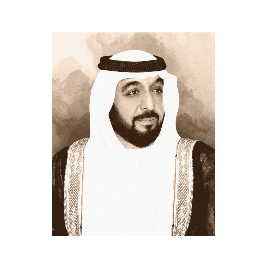 Official Portrait Of His Highness Sheikh Khalifa Bin Zayed Al Nahyan Brown Shop 