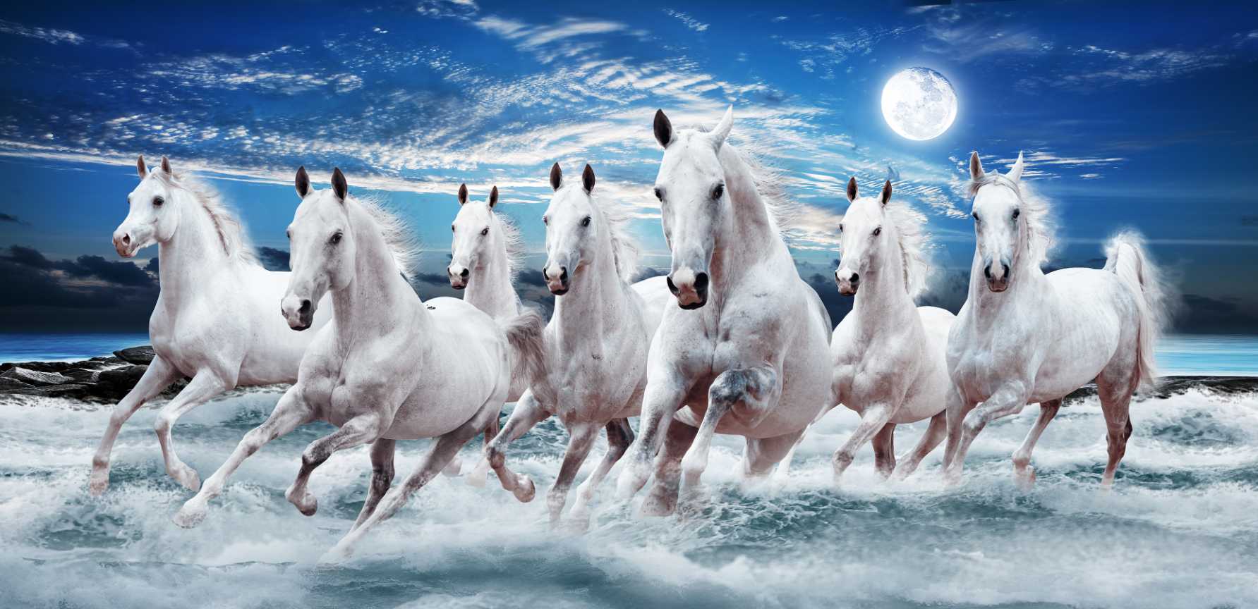 White Horses Running Print