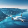 Aircraft Flying Near Island