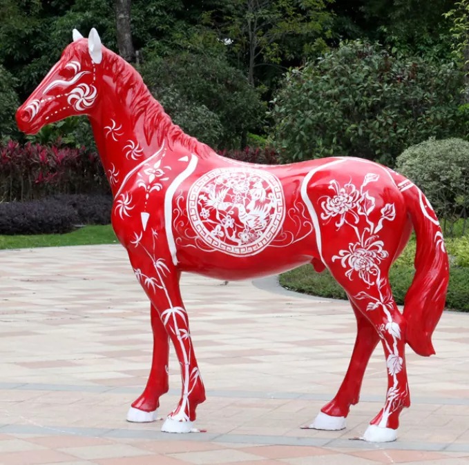 Artistic Red Horse Sculpture