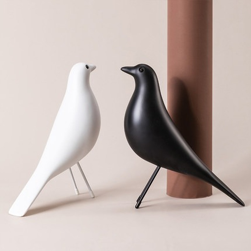 Black White Birds Romantic Sculpture