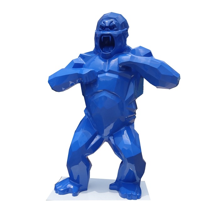 Blue Gorilla Shouting Sculpture