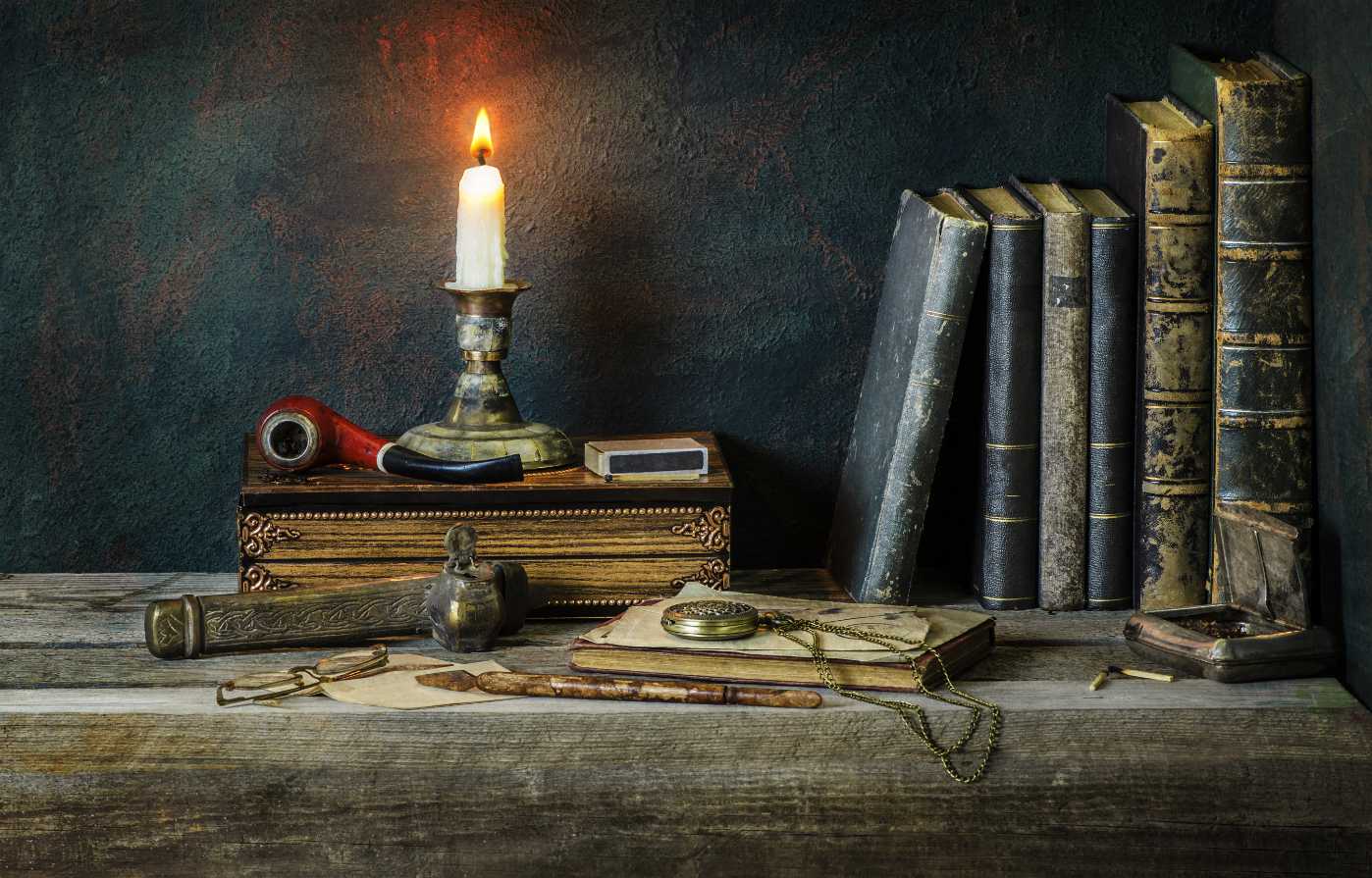 Classic still life with vintage books