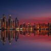 Dubai panorama red sky