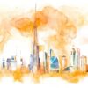 Dubai Skyline orange