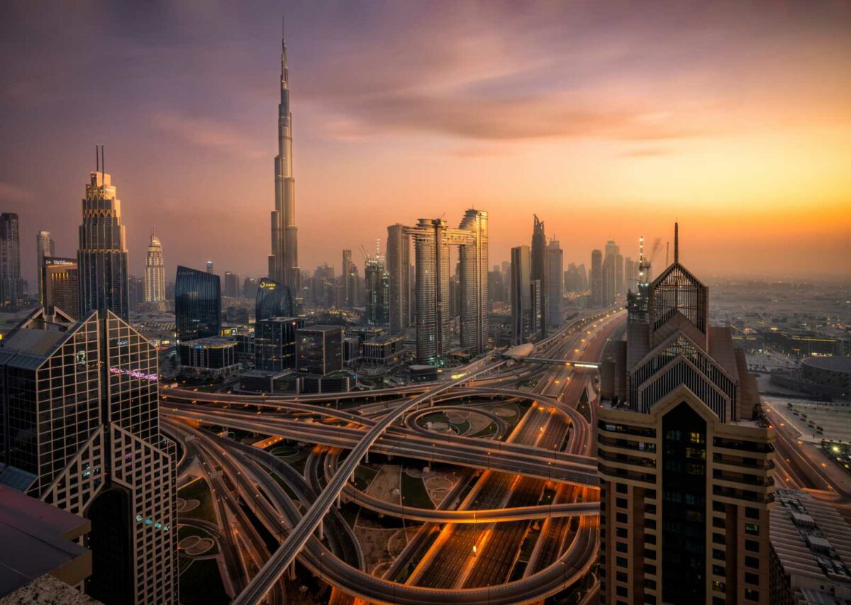 Dubai Skyline Sunset View