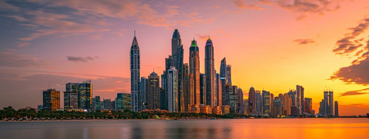 Dubai Skyline Sunset wide