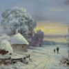 Father Son Walking in Snow