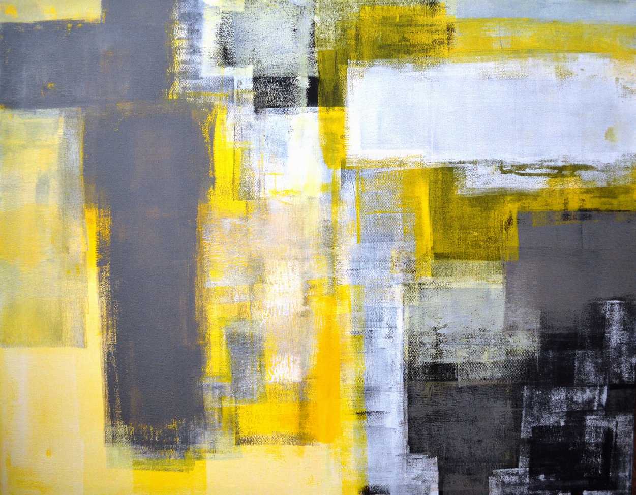 Grey and Yellow Abstract Print - ArtSmiley