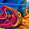 Octopus graffiti neon art