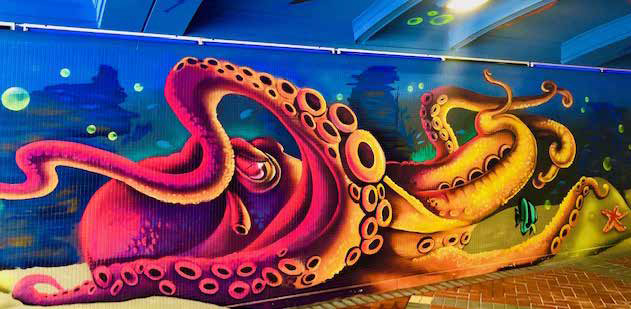 Octopus graffiti neon art