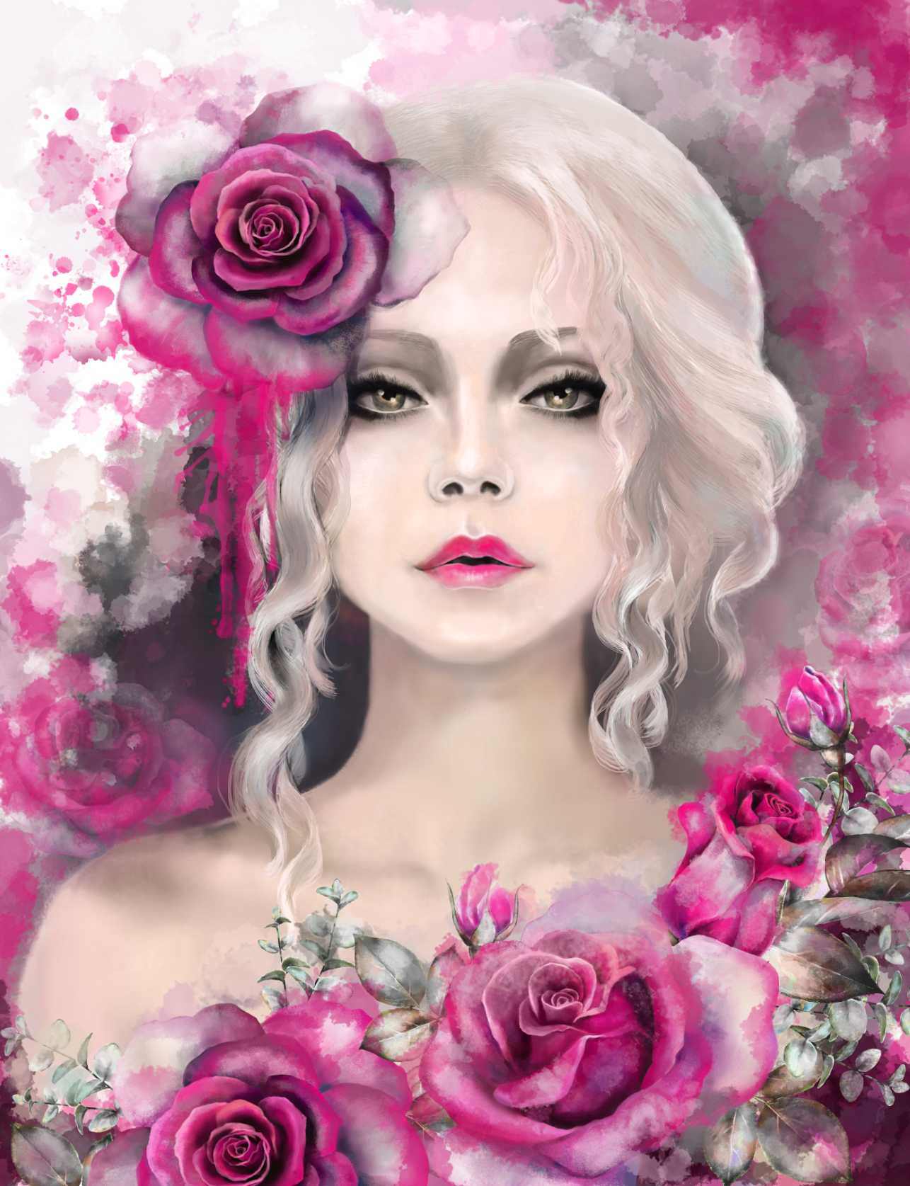Pink rose fantasy portrait