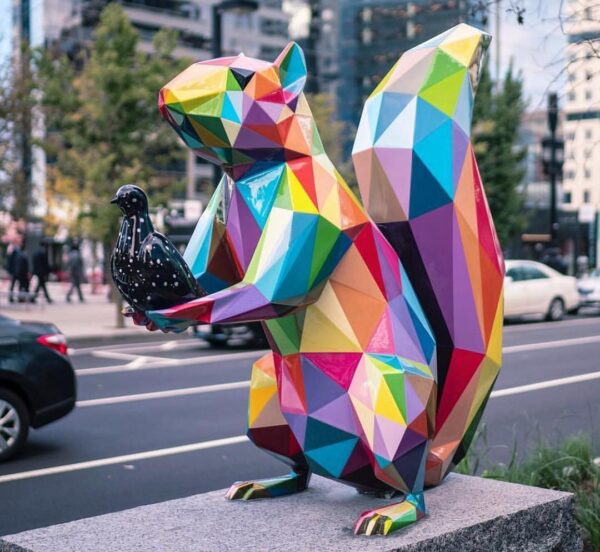 Rainbow Squirrel Sculpture