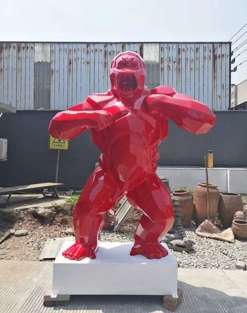 Red Gorilla Front Sculpture
