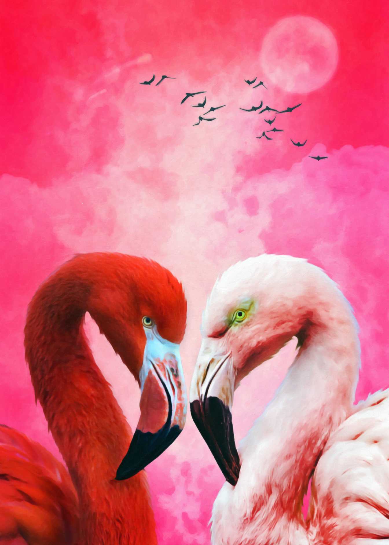 Red White Swan Fine Art Print - ArtSmiley