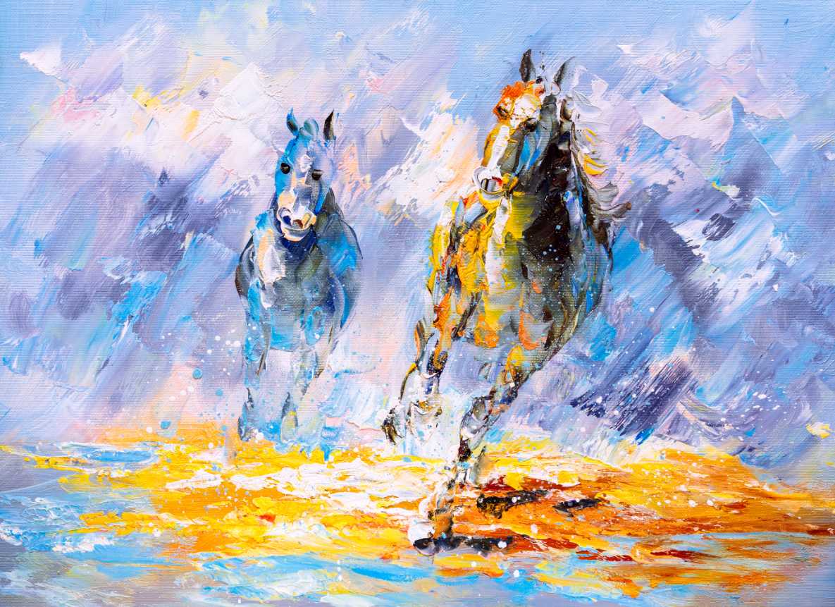 Running Horses Abstract Print