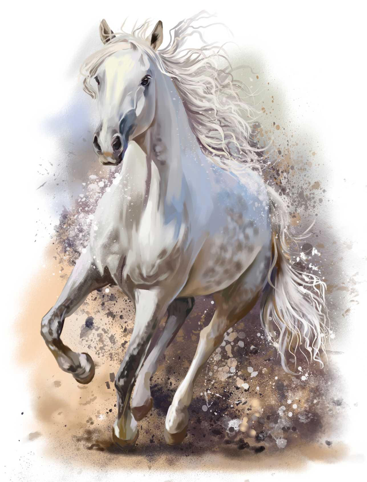 Running White Horse Islamic Print