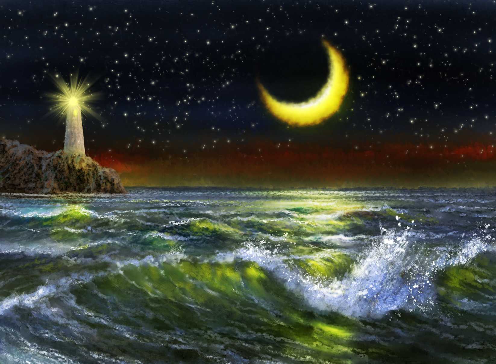 Starry night in the ocean