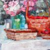 Still life with a basket of berries and flowers