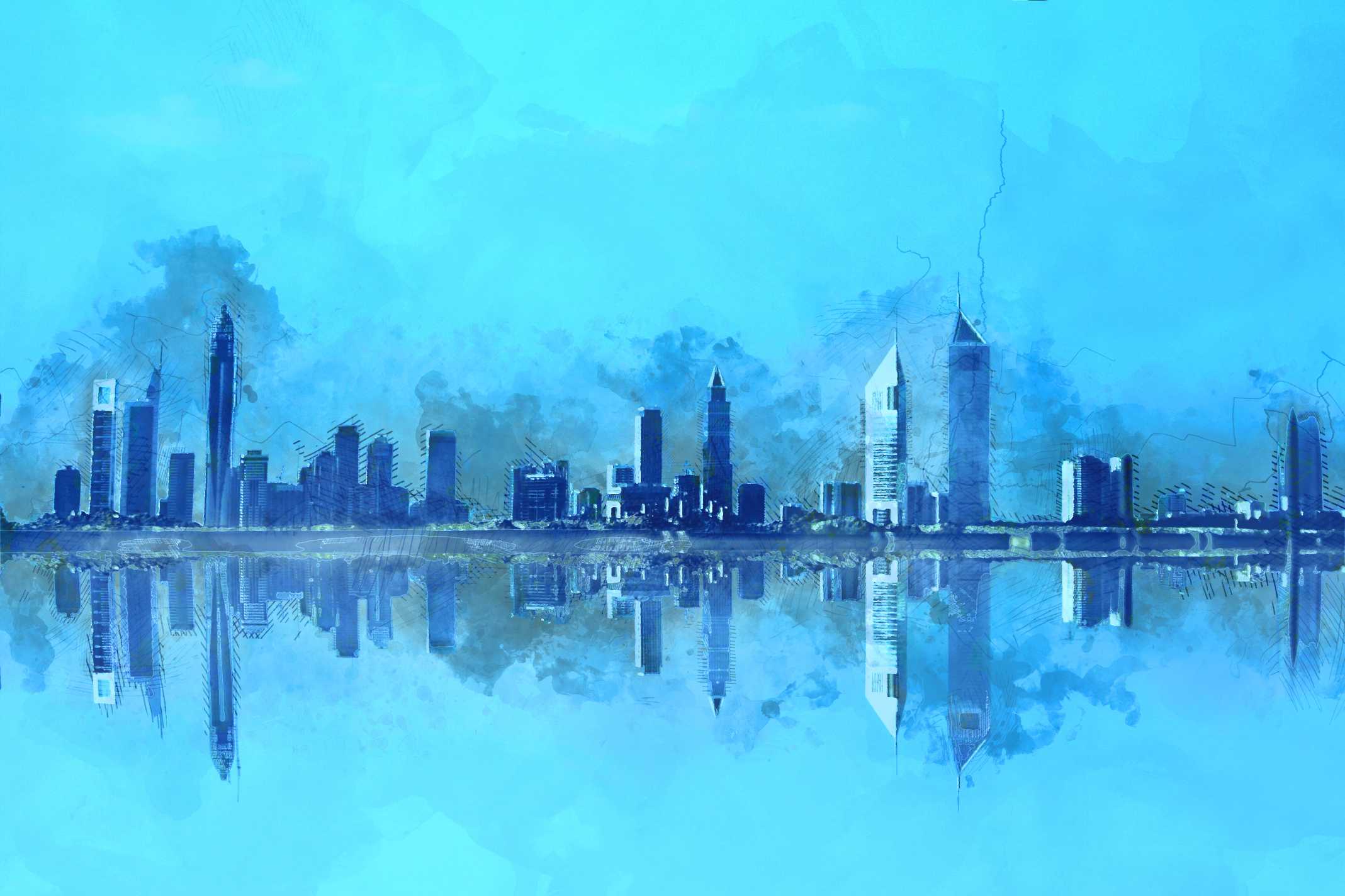 UAE landscape watercolour