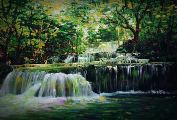 Waterfall In Forest Landscape