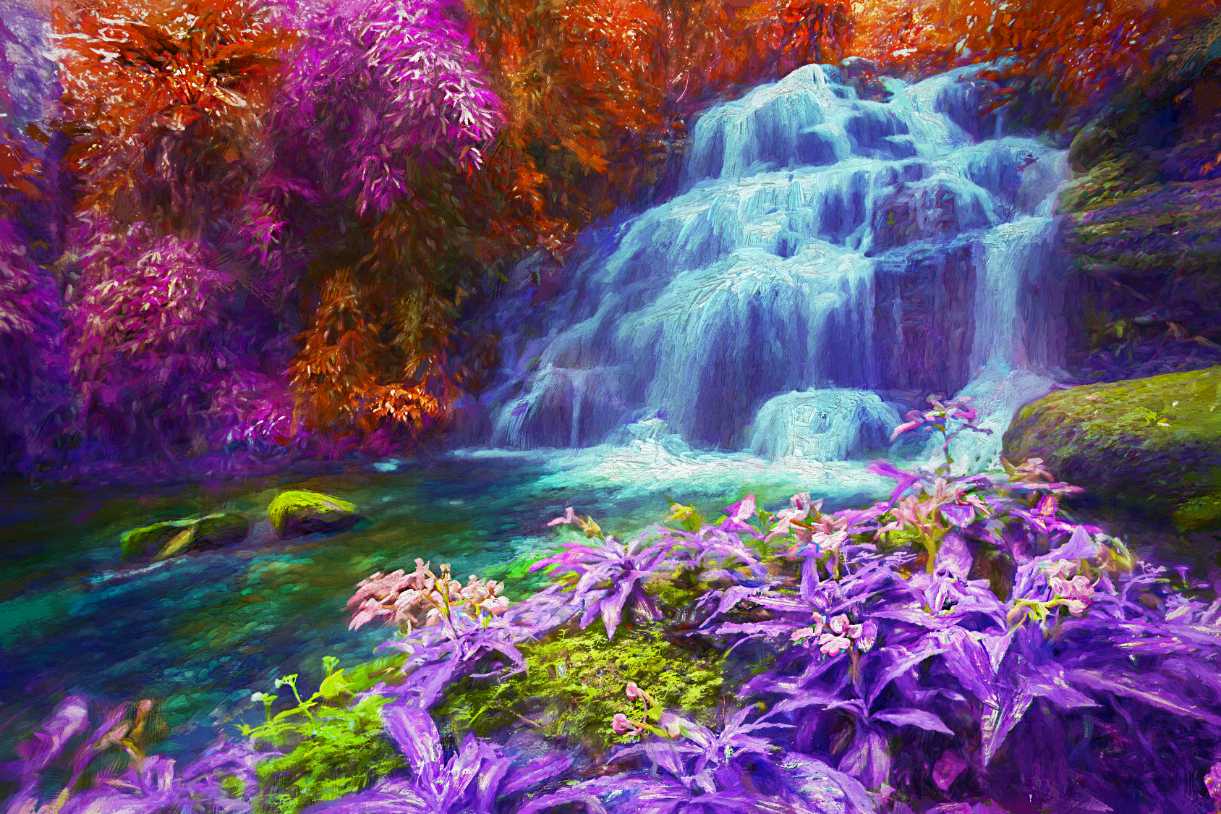 Waterfall Landscape Fine Art Print - ArtSmiley