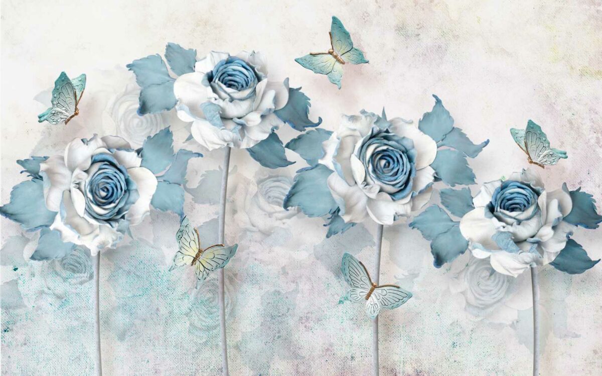 White and Blue Roses