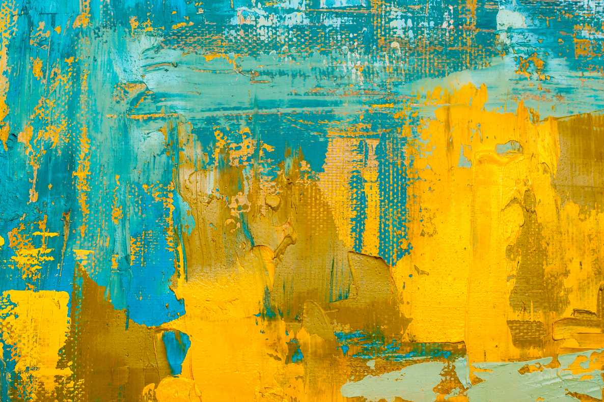 Yellow and Blue Abstract Print
