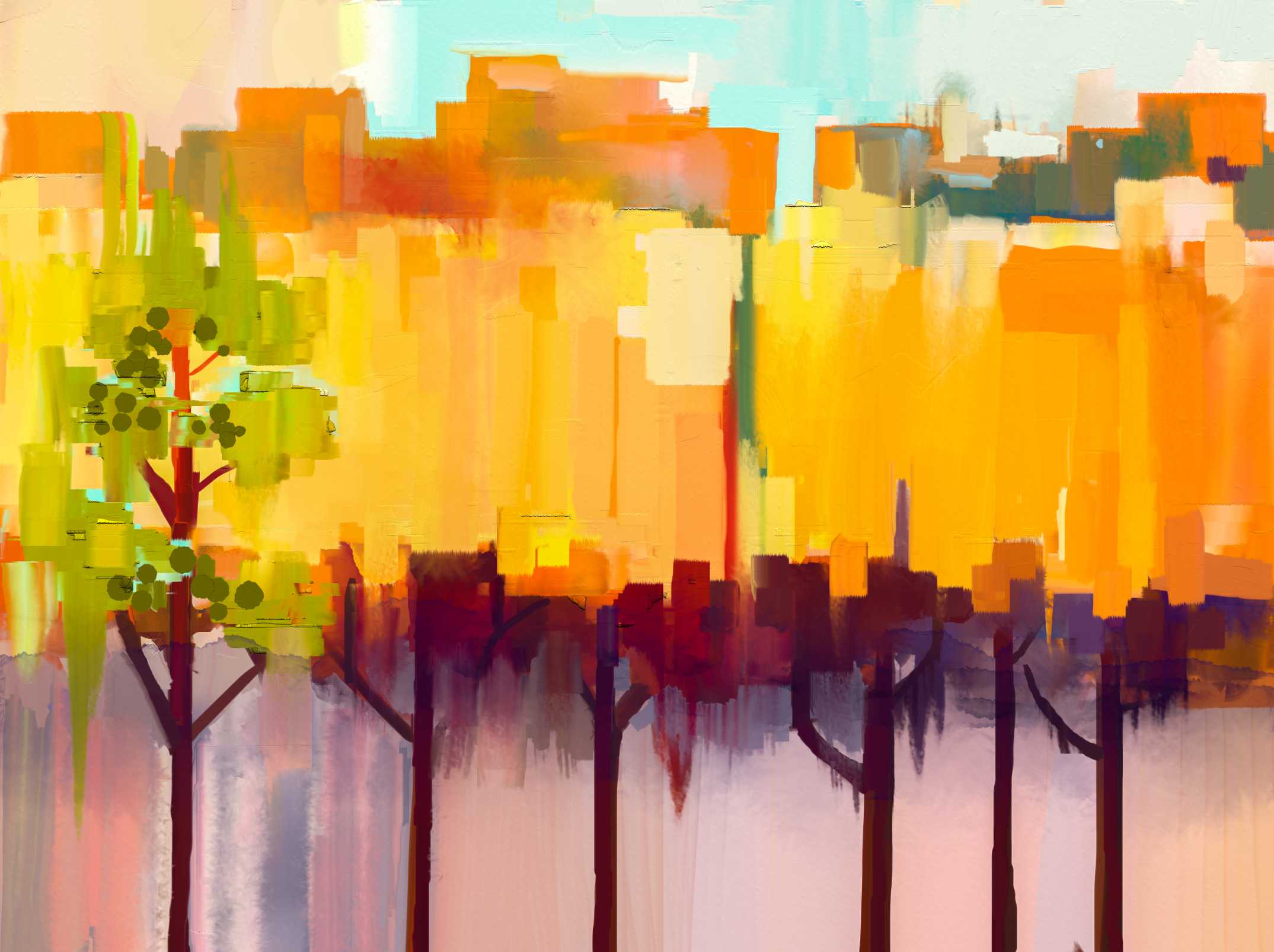 Yellow Tree Abstract Print
