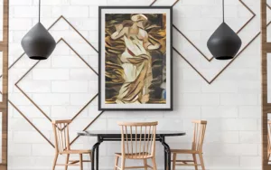 Poster Frame in living room Psd Mockup
