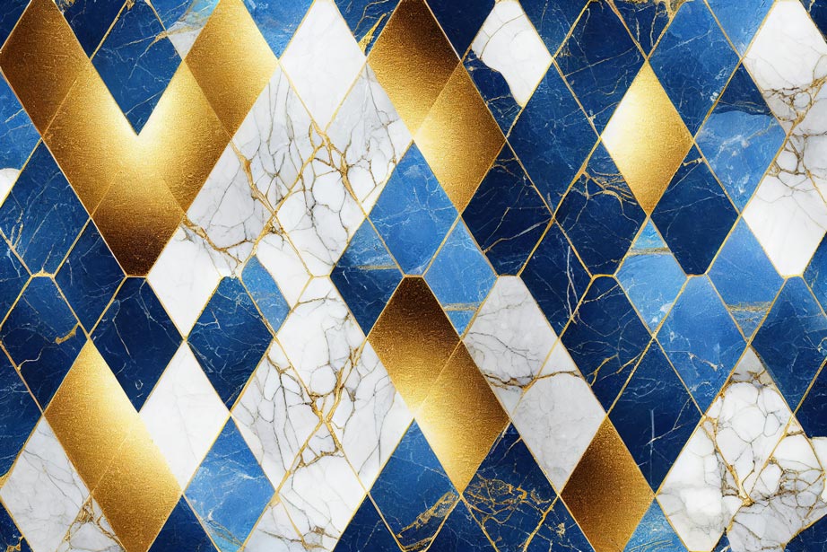 Abstract Dark Blue Background with Golden Foil Artificial Stone Texture Glass Printing