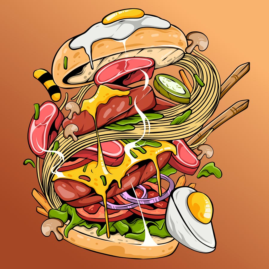Burger Illustration Acrylic Prints